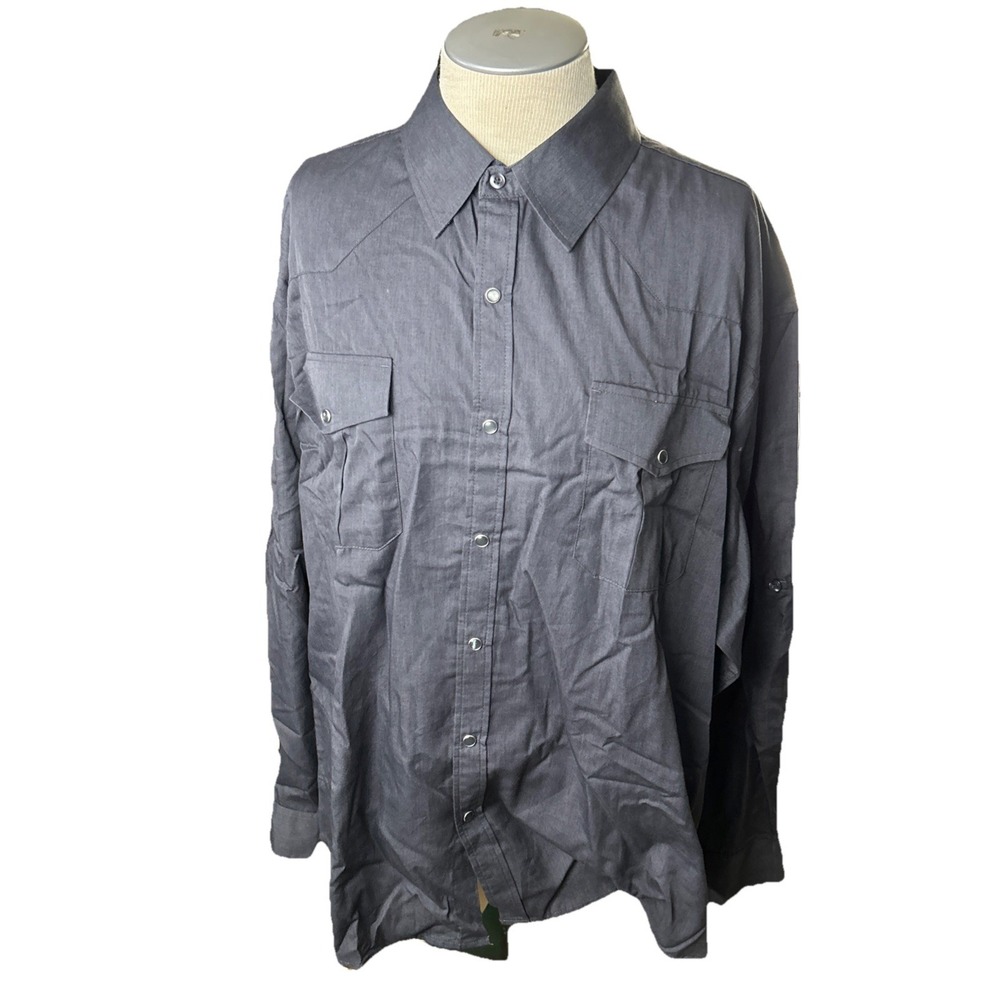 Coevals Club Mens 3XL Dark Gray Pearl Snap Long Sleeve Western Cowboy Shirt